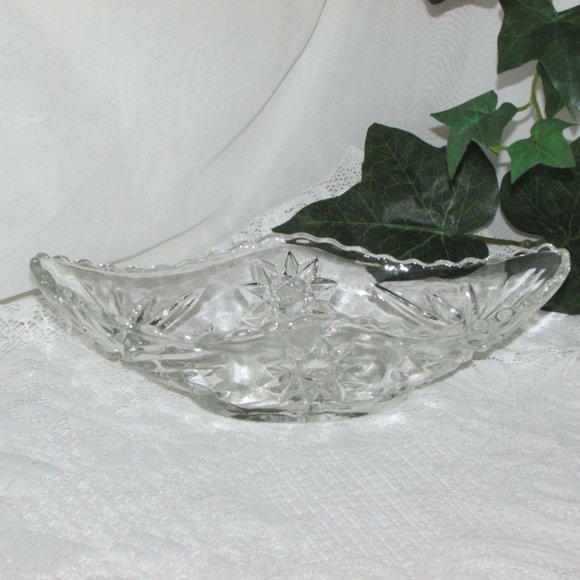 Vintage  Anchor Hocking Glass EAPC Celery Boat Gondola Star Of David - Picture 2 of 6